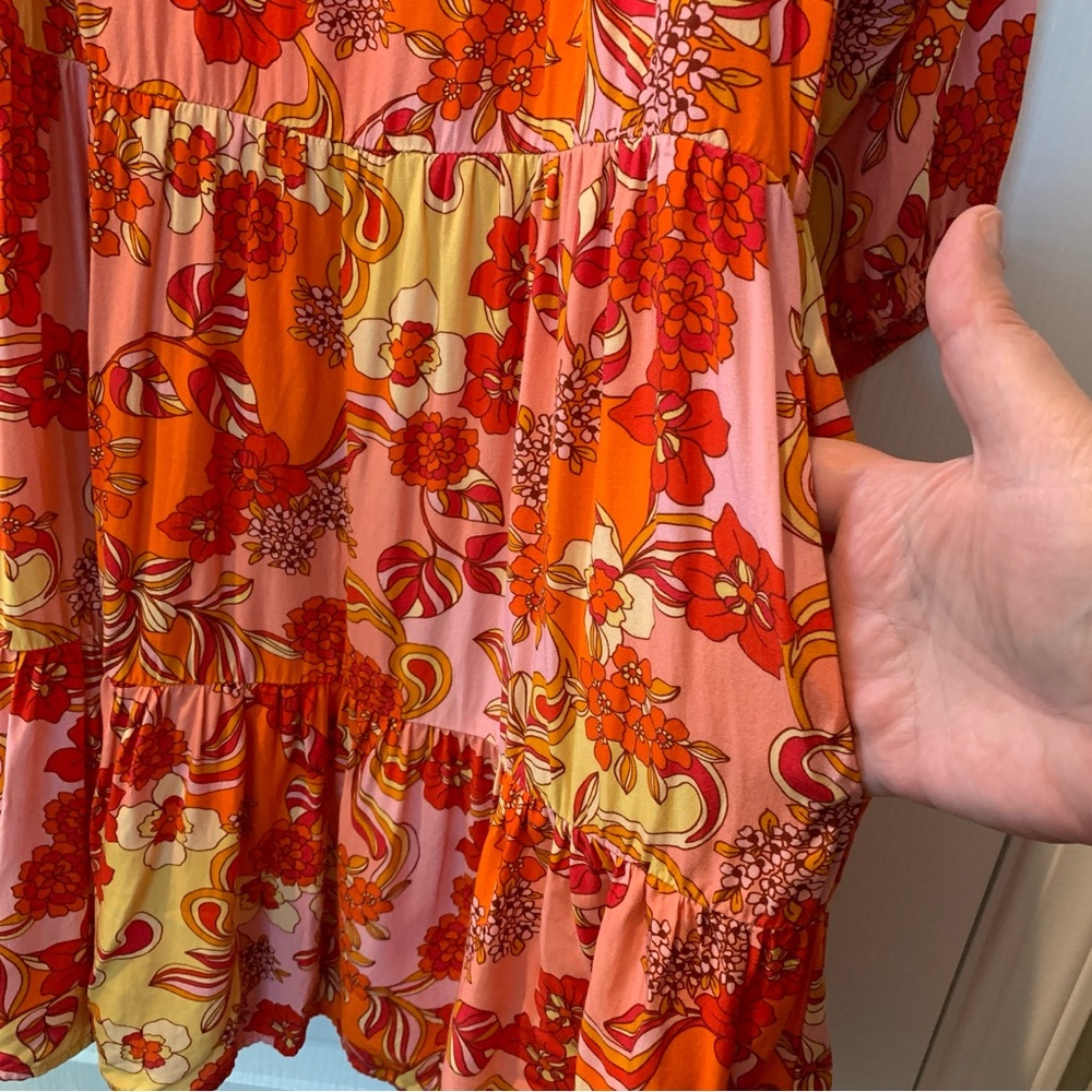 GREYLIN Multi-colored Floral Flowy Mini Dress with Pockets Medium - Picture 11 of 14